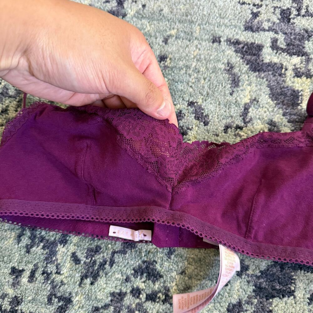 Savage x Fenty Wine Colored Lace Trim Bralette Lingerie Intimates | Size 4-6 - Picture 3 of 7